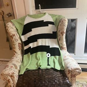 Green and Black Striped Sweater